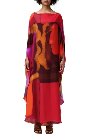 GIANLUCA CAPANNOLO Femme, Robes, Multicolore, Taille: 40 FR Robe Longue Rouge à Imprimé Abstrait