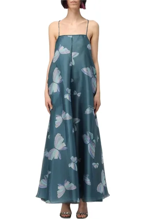 Emporio Armani Femme, Robes, Bleu, Taille: 40 FR Robe Longue Papillon Bleu