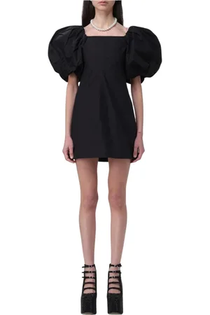 Ganni Femme, Robes, Noir, Taille: 36 FR Encolure carrée Manches bouffantes Mini robe