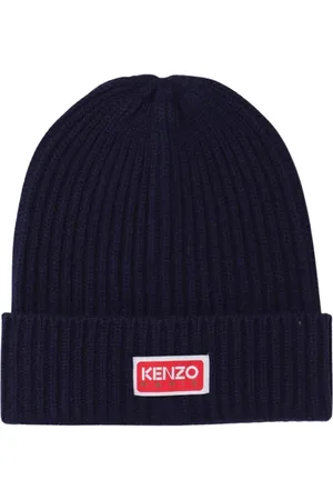 Kenzo Femme, Accessoires, Bleu, Taille: ONE Size Bonnet bleu côtelé avec logo