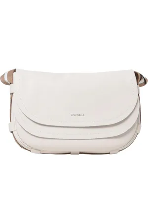 Coccinelle Femme, Sacs, Blanc, Taille: ONE Size Sac Bandoulière en Cuir Beige
