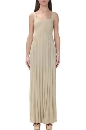 Michael Kors Femme, Robes, Jaune, Taille: 40 FR Robe Longue Plissée Dorée