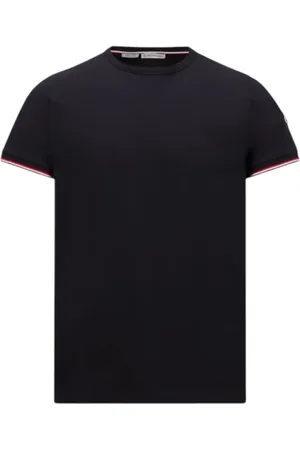 Moncler Homme, Tops, Bleu, Taille: 2XL T-shirt en coton tricolore Navy
