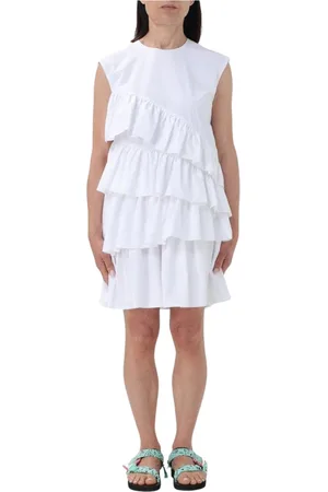 Msgm Femme, Robes, Blanc, Taille: 36 FR Robe Noire à Volants Mini