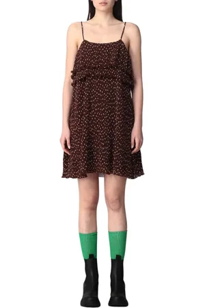 Ganni Femme, Robes, Brun, Taille: 38 FR Robe Mini à Pois Marron