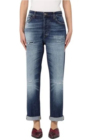 Dondup Femme, Jeans, Bleu, Taille: W28 Jeans Straight Leg Déchirés