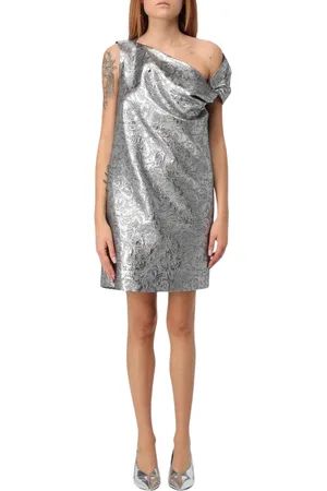 Msgm Femme, Robes, Gris, Taille: 36 FR Robe Mini Une Épaule Argent
