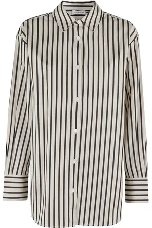 ANINE BING Femme, Blouses et Chemises, Multicolore, Taille: 36 FR Chemise Rayée en Coton Nude/Noir