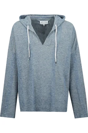 Maison Margiela Homme, Sweatshirts et sweats à capuche, Bleu, Taille: M Sweat à capuche en maille avec décolleté en V