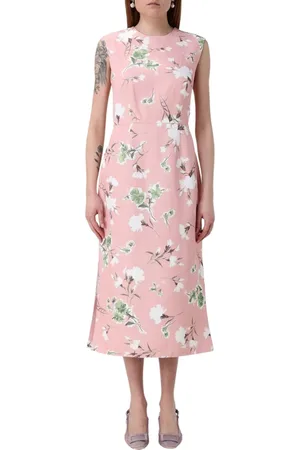 Erdem Femme, Robes, Rose, Taille: 42 FR Robe Midi en Dentelle Florale Rose Délicate