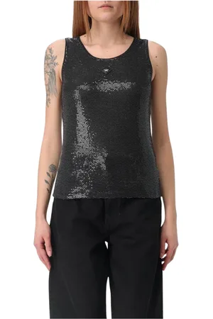 MCM Femme, Tops, Noir, Taille: 40 FR Débardeur noir à paillettes