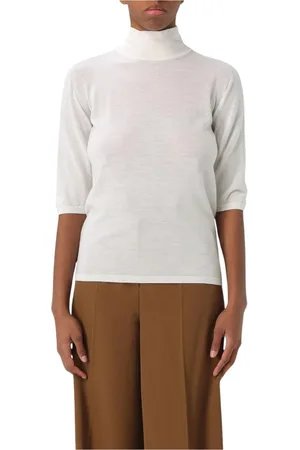 Max Mara Femme, Pulls, Blanc, Taille: 40 FR Pull en Cachemire à Col Montant Noir
