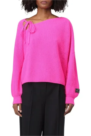 Msgm Femme, Pulls, Rose, Taille: 42 FR Pull Fuchsia à Col à en Côtes