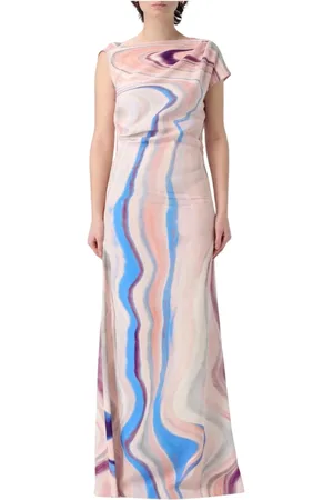 DEL CORE Femme, Robes, Multicolore, Taille: 38 FR Robe Longue Élégante à Imprimé Marbré