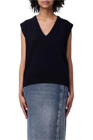 Maison Margiela Femme, Pulls, Noir, Taille: 36 FR Pull sans Manches Marron Col en V