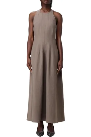 Brunello Cucinelli Femme, Robes, Gris, Taille: 40 FR Robe Longue ALine Élégante