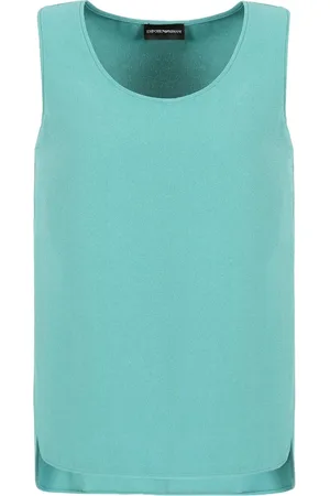 Emporio Armani Femme, Tops, Vert, Taille: 42 FR Débardeur Sablé à Col Rond et Sans Manches