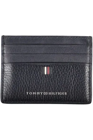 Tommy Hilfiger Homme, Accessoires, Bleu, Taille: ONE Size Porte-cartes en cuir bleu avec détails contrastés