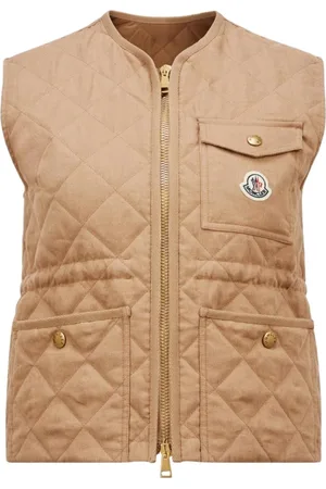 Moncler Femme, Vestes, Brun, Taille: 38 FR Gilet Matelassé avec Fermeture à Bouton Pression