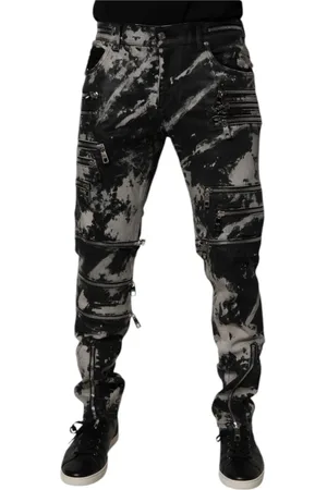 Dolce & Gabbana Homme, Jeans, Noir, Taille: L Jean Skinny à Fermeture Éclair Noir Tie Dye