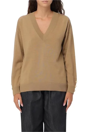 Michael Kors Femme, Pulls, Brun, Taille: 40 FR Pull en laine de chameau à col en V