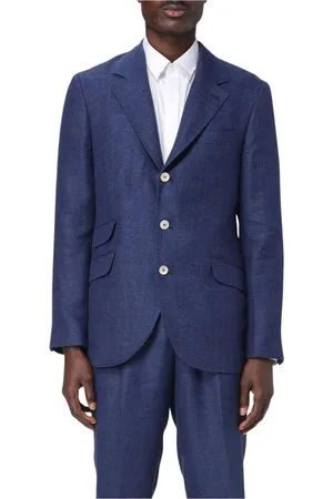 Brunello Cucinelli Homme, Costumes, Bleu, Taille: XL Blazer en Lin Indigo