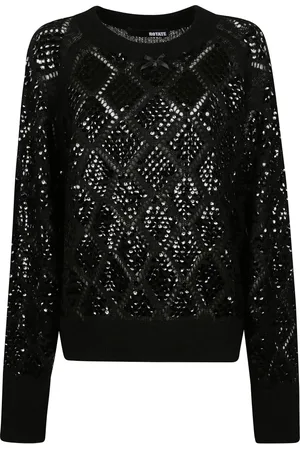ROTATE Femme, Pulls, Noir, Taille: 40 FR Pull noir à sequins col rond