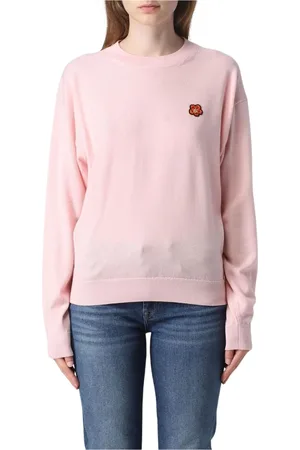 Kenzo Femme, Pulls, Rose, Taille: 42 FR Pull Noir en Laine avec Application de Fleurs