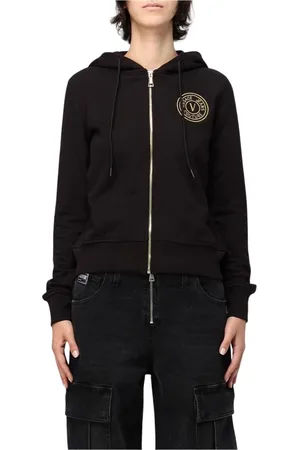 VERSACE Femme, Sweatshirts et sweats à capuche, Noir, Taille: 34 FR Sweat à Capuche ZipUp Noir
