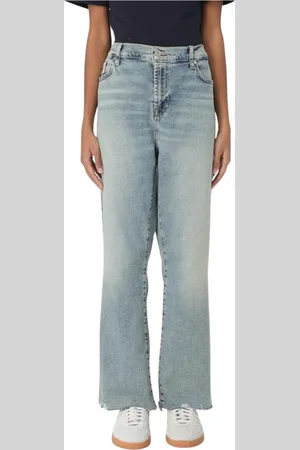 7 for all Mankind Femme, Jeans, Bleu, Taille: W29 Jean Large Jambe Ourlet Brut Bleu