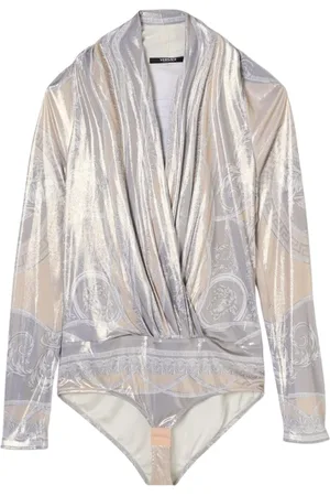 VERSACE Femme, Tops, Gris, Taille: 40 FR Combinaison Grise Élégante à Col Haut