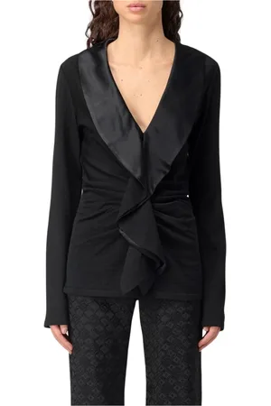 Alberta Ferretti Femme, Tops, Noir, Taille: 38 FR Pull en Tricot Drapé Noir