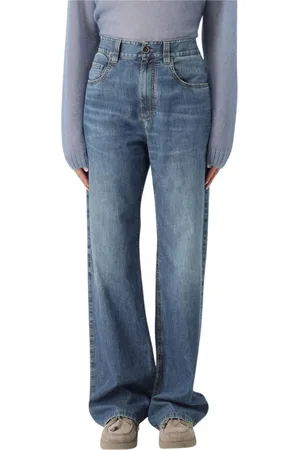 Brunello Cucinelli Femme, Jeans, Bleu, Taille: 38 FR Élégant Wide Leg Jeans