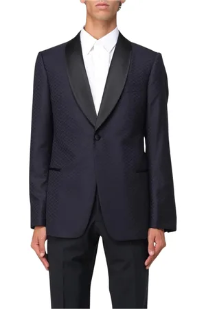Emporio Armani Homme, Vestes, Bleu, Taille: XL Veste de Smoking Bleue avec Col Châle