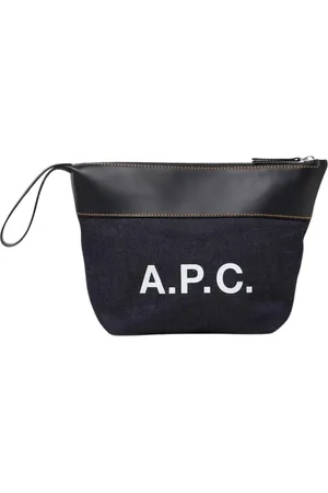A.P.C. Homme, Sacs, Bleu, Taille: ONE Size Trousse Maquillage en Denim et Cuir