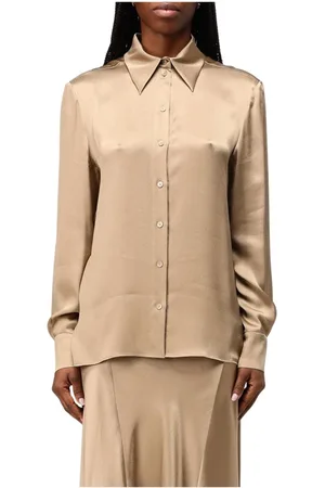 Alberta Ferretti Femme, Blouses et Chemises, , Taille: 36 FR Élégante Chemise Grise en Soie Manches Longues