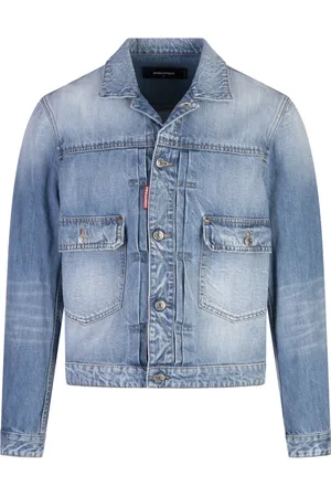Dsquared2 Homme, Vestes, Bleu, Taille: 2XL Veste en Jean Bleu Heritage Boxy