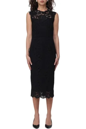 Dolce & Gabbana Femme, Robes, Noir, Taille: 36 FR Robe Midi en Dentelle Noire