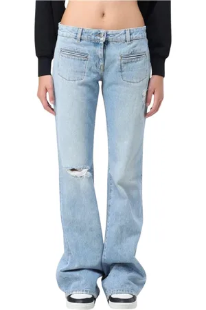 Palm Angels Femme, Jeans, Bleu, Taille: W27 Jean Évasé Déchiré