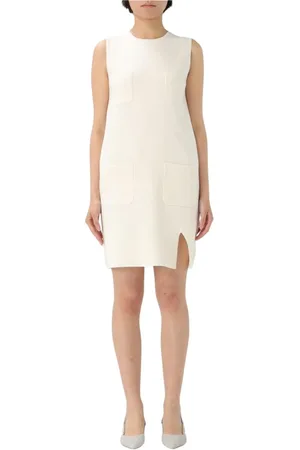 Max Mara Femme, Robes, Blanc, Taille: 42 FR Élégante Robe Mini en Tricot Noir