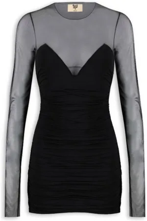 ANIYE BY Femme, Robes, Noir, Taille: 40 FR Robe Mini Tube Noire avec Manches Longues Transparentes