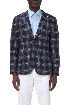 Manuel Ritz Homme, Vestes, Bleu, Taille: M Blazer à Carreaux Beige