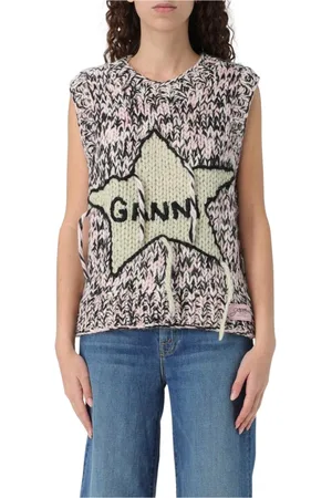 Ganni Femme, Pulls, Multicolore, Taille: 40 FR Gilet Tricoté Multicolore Design Unique