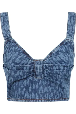 Baum und Pferdgarten Femme, Tops, Bleu, Taille: 38 FR Haut Court Imprimé Léopard avec Fermeture Éclair