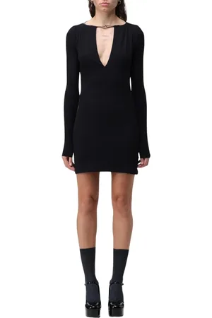AMBUSH Femme, Robes, Noir, Taille: 38 FR Robe en tricot noir à col en V