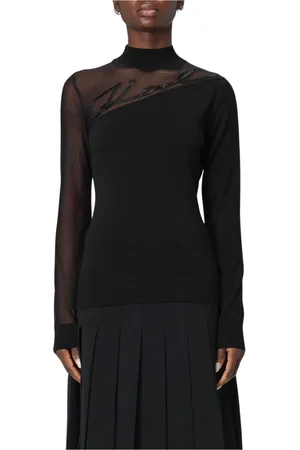 Karl Lagerfeld Femme, Pulls, Noir, Taille: 40 FR Haut en Maille Signature