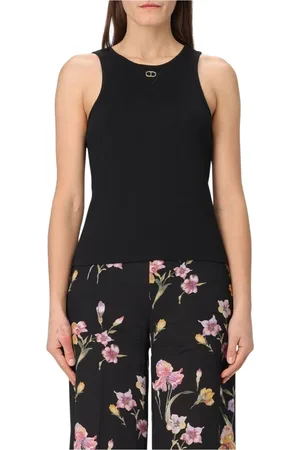 Twin-Set Femme, Tops, Noir, Taille: 36 FR Débardeur Côtelé Sans Manches Élégant