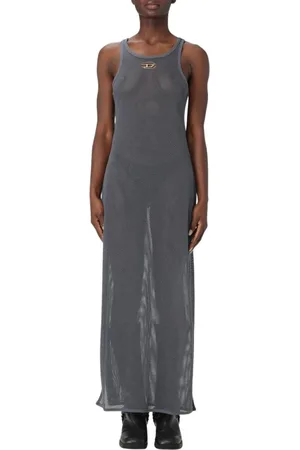 Diesel Femme, Robes, Gris, Taille: 38 FR Robe Grise en Maille Sans Manches Élégante