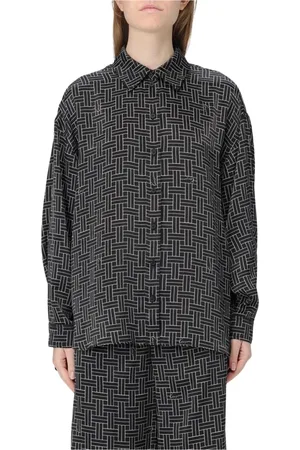 Kenzo Femme, Blouses et Chemises, Noir, Taille: 36 FR Chemisier en Soie Géométrique Noir