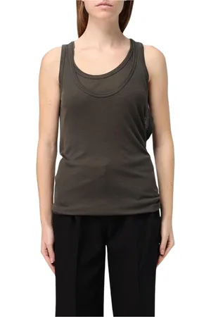 Helmut Lang Femme, Tops, Gris, Taille: 42 FR Débardeur Gris Superposé Coupe Élégante